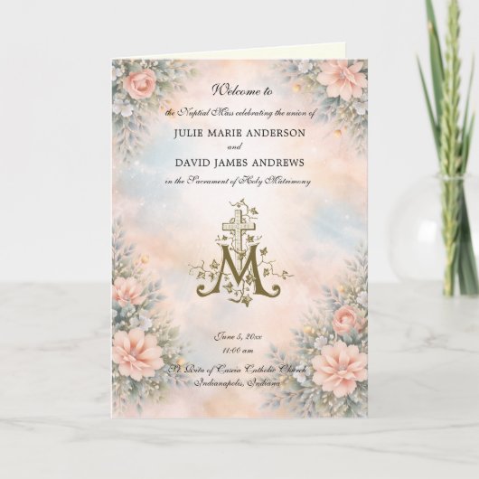 Carte Elegant Religious Catholic Wedding Mass Program (Devant)