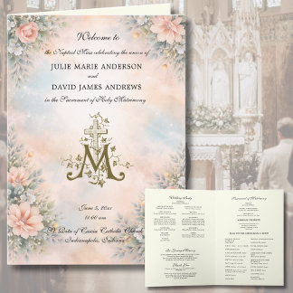 Carte Elegant Religious Catholic Wedding Mass Program