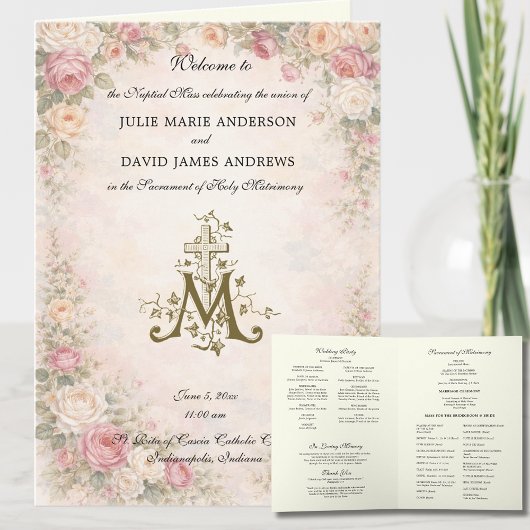 Carte Elegant Religious Catholic Wedding Mass Program