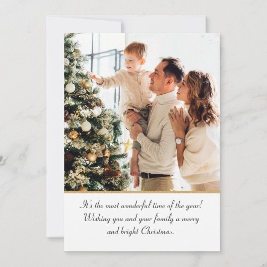 Carte Élégant renne de Noël Photo Plum Gold Flat (Dos)