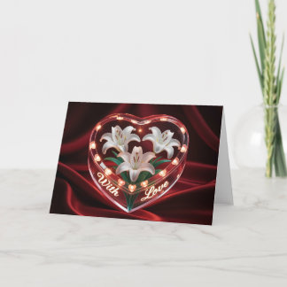 Carte Elegant Romantic Lily Bouquet in Illuminated Heart