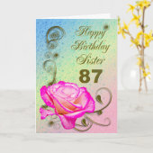 Carte Elegant rose 87th birthday (Fleur jaune)