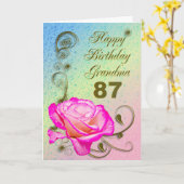 Carte Elegant rose 87th birthday (Fleur jaune)