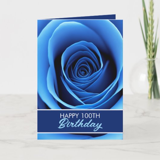 Carte Elégant Rose bleu 100e anniversaire (Devant)