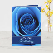 Carte Elégant Rose bleu 100e anniversaire (Fleur jaune)