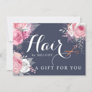 Carte Elégant rose en cuivre ciseaux en or coiffeuse