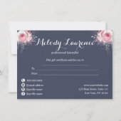 Carte Elégant rose en cuivre ciseaux en or coiffeuse (Dos)