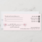 Carte Elégant rose en cuivre ciseaux en or coiffeuse (Dos)