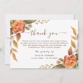 Carte Élégant Rose Floral Moderne Funérailles Merci Note (Devant)