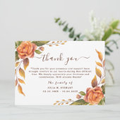 Carte Élégant Rose Floral Moderne Funérailles Merci Note (Debout devant)