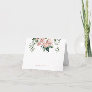 Carte Elégant rose floral note personnalisée