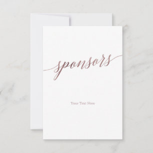 Carte Élégant Rose Gold Calligraphie Sponsors Signer