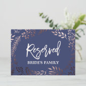 Carte Élégant Rose Gold et Mariage de marine "Réservé" (Debout devant)