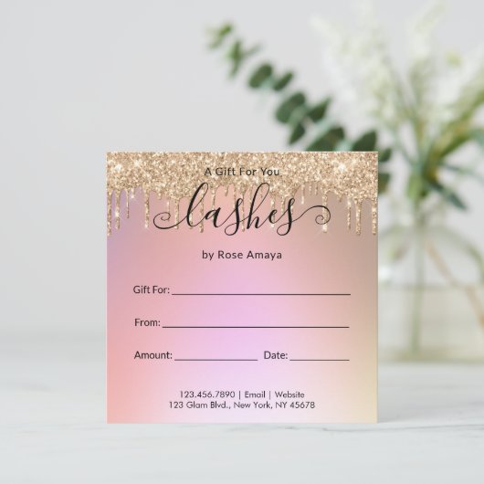 Carte Élégant Rose Gold Parties scintillant Drift Certif (Debout devant)