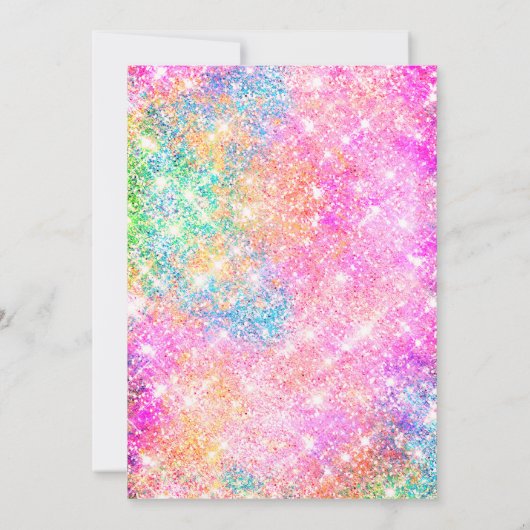 Carte Elegant rose iridescente argent parties scintillan (Dos)