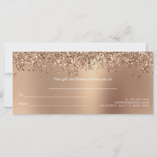 Carte Elégant rose or parties scintillant maquillage & c (Dos)