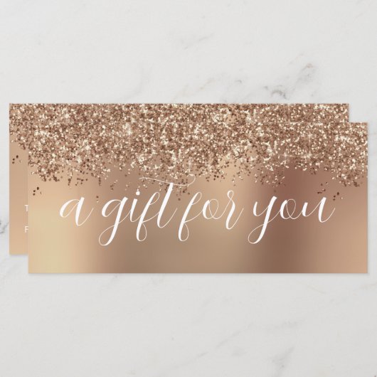 Carte Elégant rose or parties scintillant maquillage & c (Devant / Derrière)