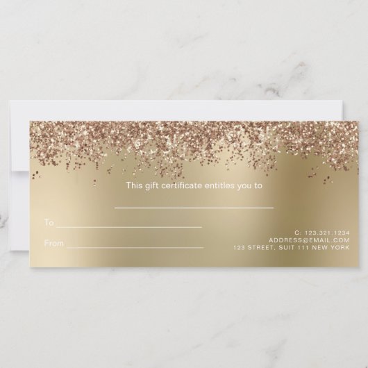 Carte Elégant rose or parties scintillant maquillage & c (Dos)