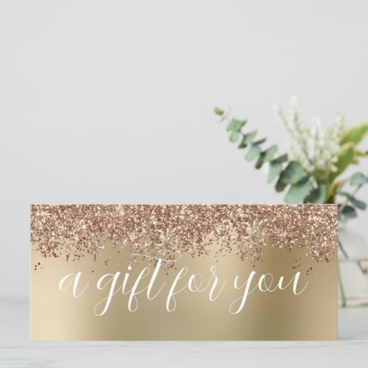 Carte Elégant rose or parties scintillant maquillage & c (Debout devant)