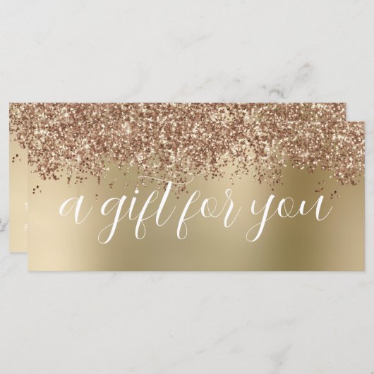 Carte Elégant rose or parties scintillant maquillage & c (Devant / Derrière)