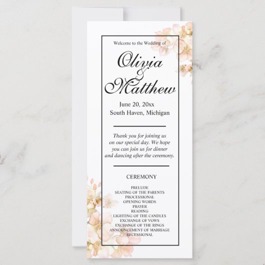 Carte Élégant rose Orange fleurs florales élégant script (Devant)