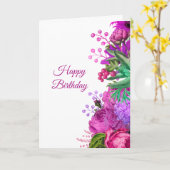 Carte Elégant rose violet de l'aquarelle florale Anniver (Fleur jaune)