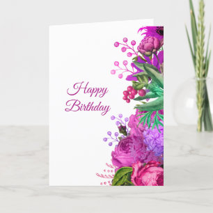 Carte Elégant rose violet de l'aquarelle florale Anniver
