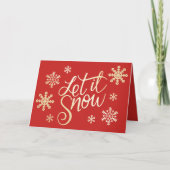 Carte Élégant Rouge Or Noël Laisser Il Snowflakes neige (Devant)