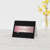 Carte Élégant rougissent le nom et les initiales roses (Fleur jaune)