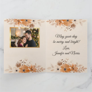 Carte Elegant Rustic Boho Floral Christmas Card