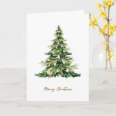 Carte Elégant rustique aquarelle Noël Arbre de Noël (Fleur jaune)