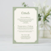 Carte Elegant Sage Green Wedding Details Card  (Debout devant)