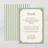 Carte Elegant Sage Green Wedding Details Card  (Devant / Derrière)