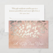 Carte Elégant Salon Feuille d'or et certificat cadeau Sp (Devant / Derrière)