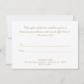 Carte Élégant salon Lotus et certificat cadeau Spa (Dos)