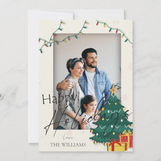 Carte Élégant sapin de Noël étoile photo Joyeuses fêtes (Devant)