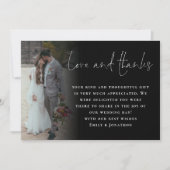 Carte Élégant Script 6 Photos Amour Mariage Merci Noir (Devant)