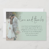 Carte Élégant Script 6 Photos Amour Mariage Merci Sage (Devant)