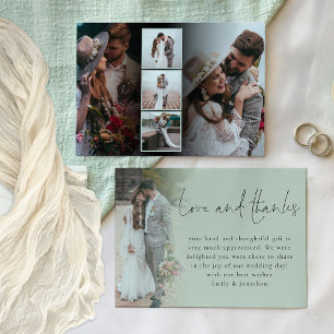 Carte Élégant Script 6 Photos Amour Mariage Merci Sage