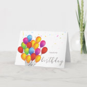 Carte Élégant Script Ballons colorés Joyeux anniversaire (Devant)