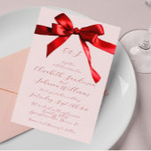 Carte Élégant script calligraphie arc rouge rose mariage