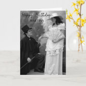 Carte Élégant script classique photo drôle Joyeux annive (Fleur jaune)