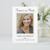 Carte Élégant Script Funeral Photo Memorial Prière (Debout devant)