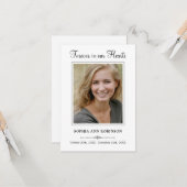 Carte Élégant Script Funeral Photo Memorial Prière (Devant/Arrière en situation)