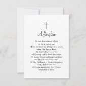 Carte Élégant Script Funeral Photo Memorial Prière (Dos)