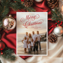 Élégant Script Joyeux Noël Photo Grey