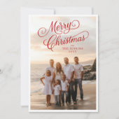 Carte Élégant Script Joyeux Noël Photo Grey (Devant)