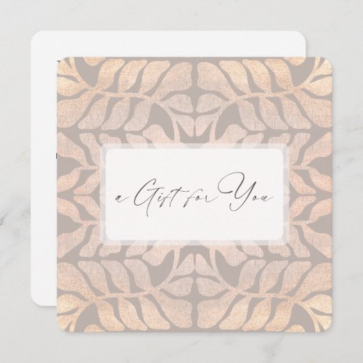 Carte Élégant Script Leaf Motif certificat cadeau (Devant / Derrière)