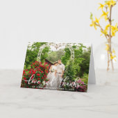 Carte Élégant Script Love and Thanks Mariage Photo Pold (Fleur jaune)