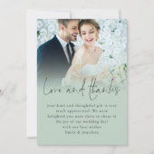 Carte Élégant Script Love Merci Photo Sage Mariage (Devant)